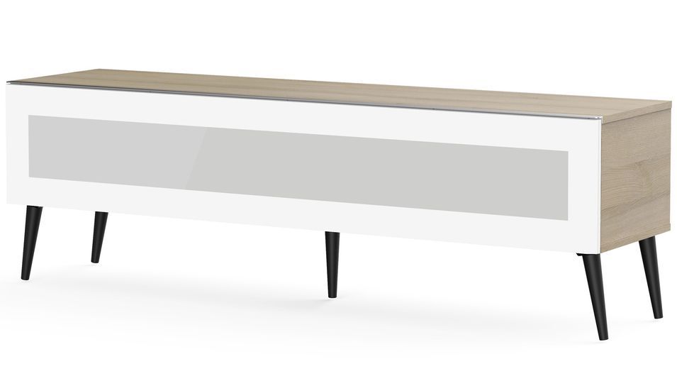 Meuble TV verre infrarouge et bois clair Uppsala 160 cm - Photo n°1
