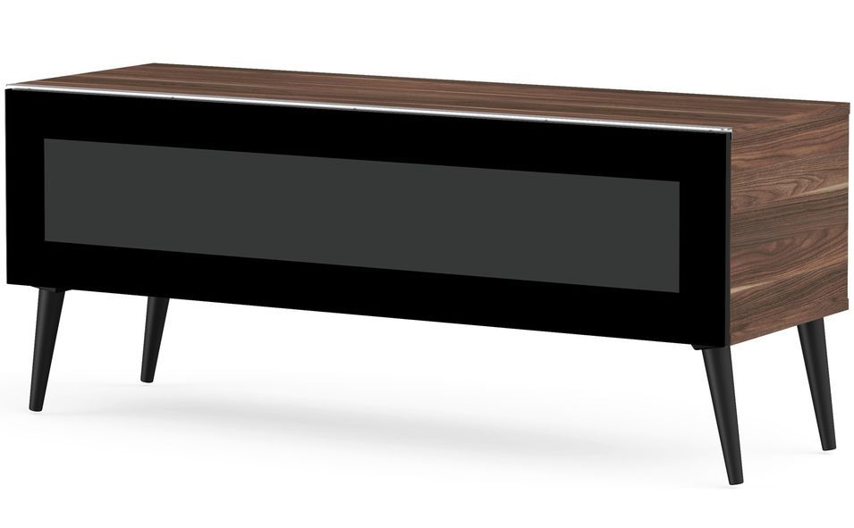 Meuble TV verre infrarouge et bois foncé Linkoping 120 cm - Photo n°1