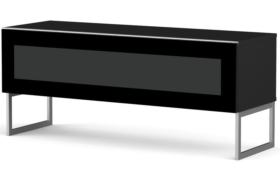 Meuble TV verre infrarouge et bois mélaminé noir Verona 120 cm - Photo n°1