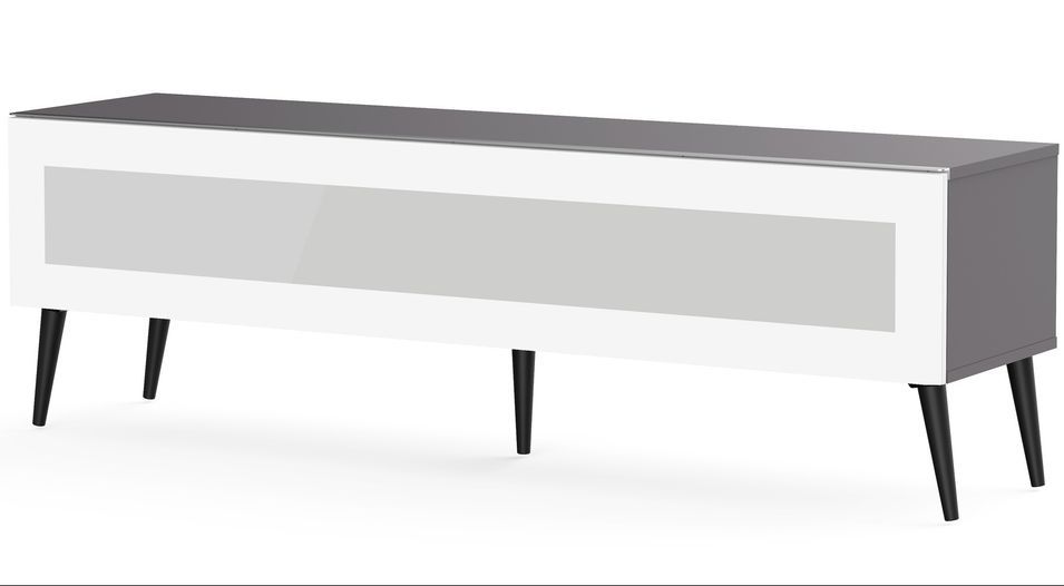 Meuble TV verre infrarouge et mélaminé gris Malmo 160 cm - Photo n°1