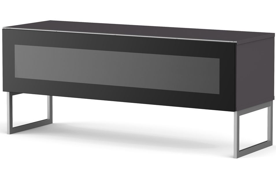 Meuble TV verre infrarouge et mélaminé gris Roma 120 cm - Photo n°1
