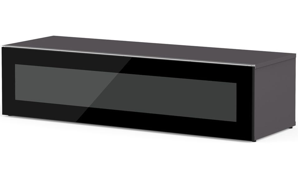 Meuble TV verre infrarouge et mélaminé gris Seattle 120 cm - Photo n°1