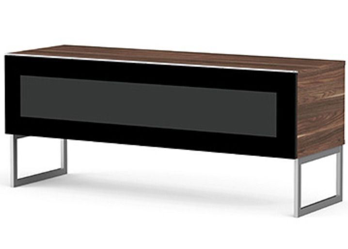 Meuble TV verre infrarouge noir et bois foncé Torino 120 cm - Photo n°1