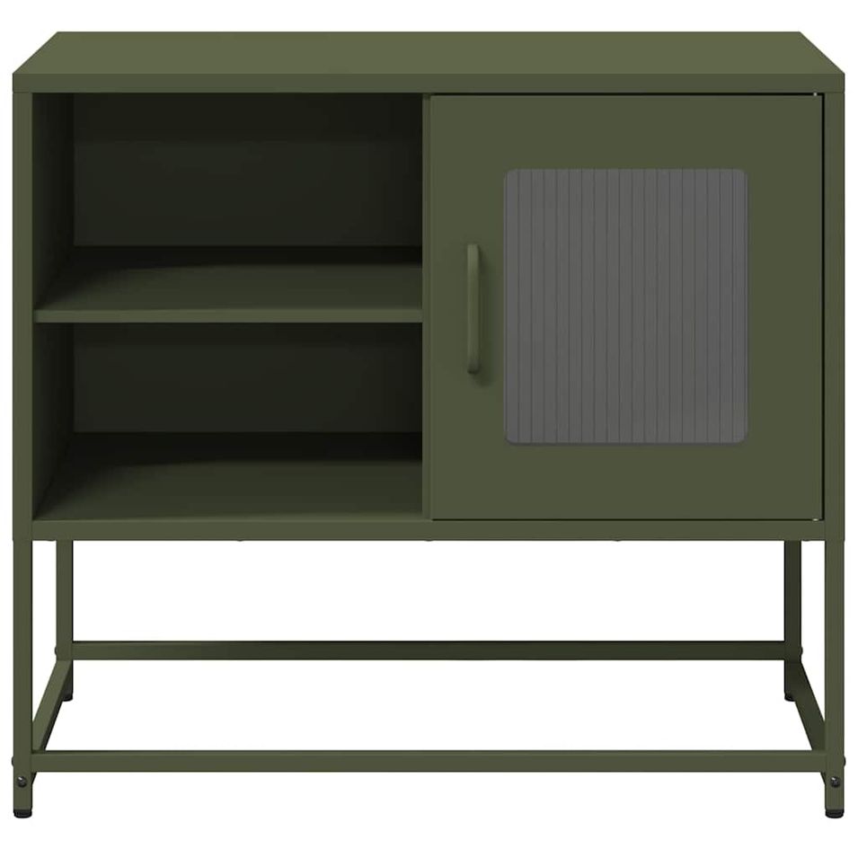 Meuble TV vert olive 68x39x60,5 cm acier - Photo n°1