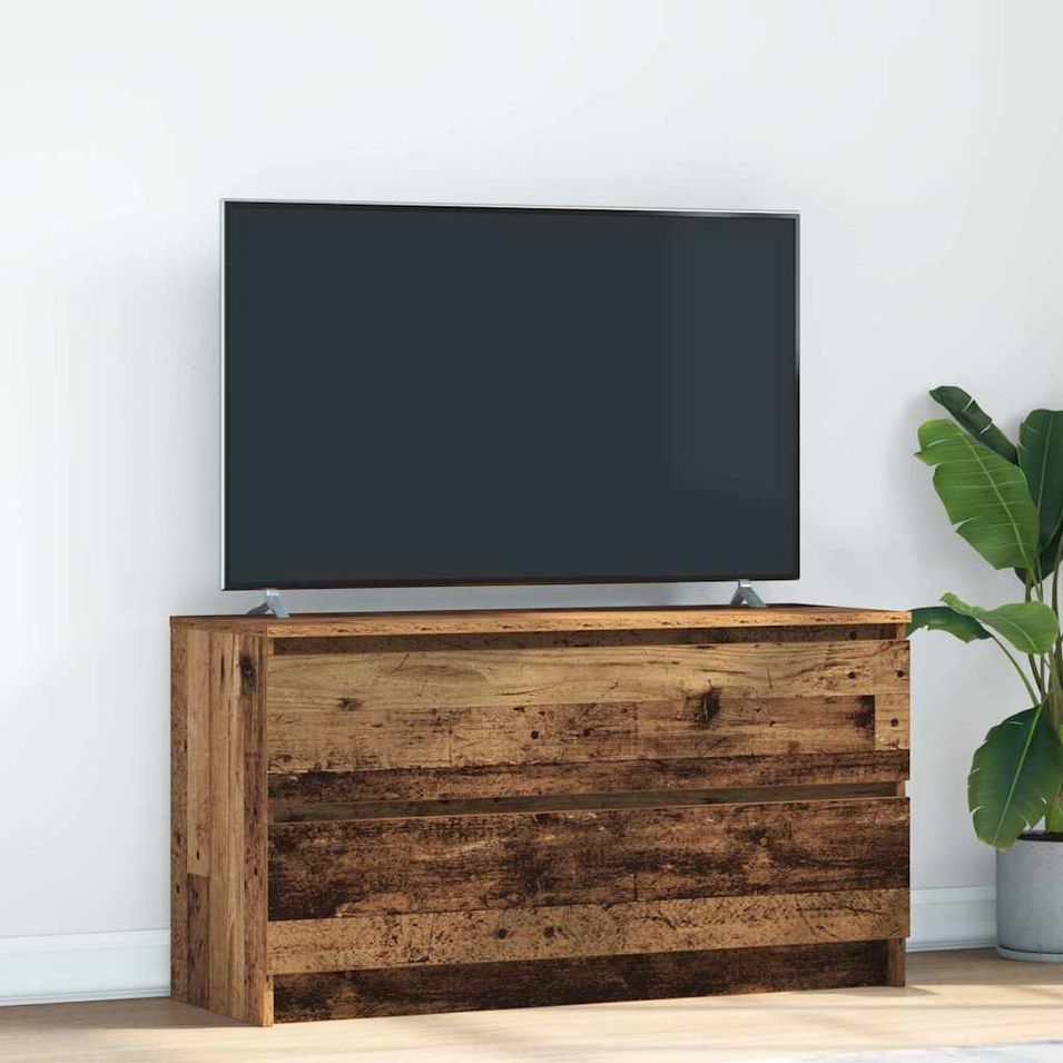 Meuble TV vieux bois 100x35x54 cm bois d'ingénierie - Photo n°1