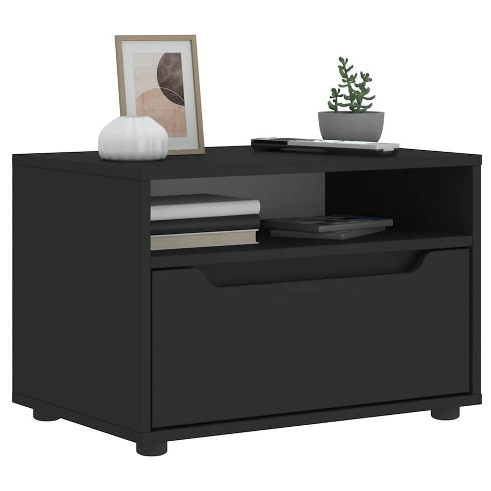 Meuble TV VISNES noir 60x40x38 cm bois d'ingénierie - Photo n°1
