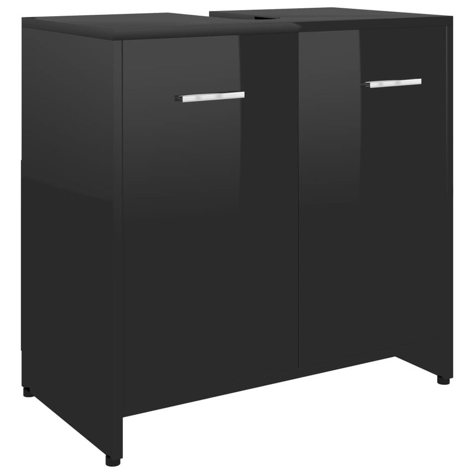 Meuble vasque Noir brillant 60x33x58 cm - Photo n°1