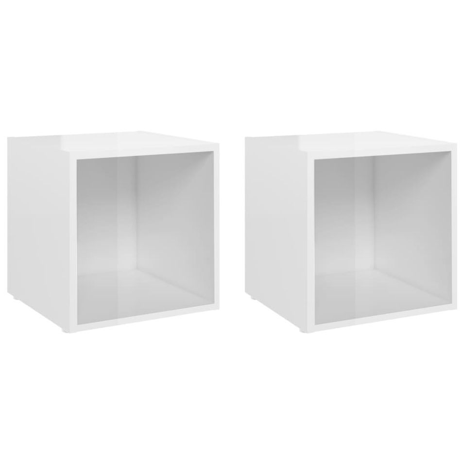 Meubles TV 2 pcs Blanc brillant 37x35x37 cm - Photo n°1