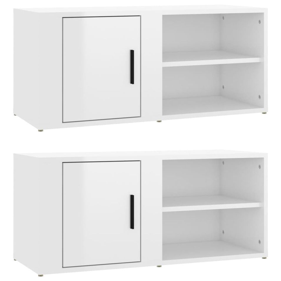 Meubles TV 2 pcs Blanc brillant 80x31,5x36 cm Bois d'ingénierie - Photo n°1