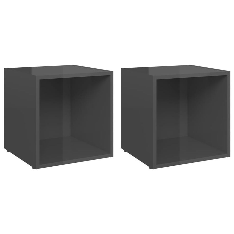Meubles TV 2 pcs Gris brillant 37x35x37 cm - Photo n°1