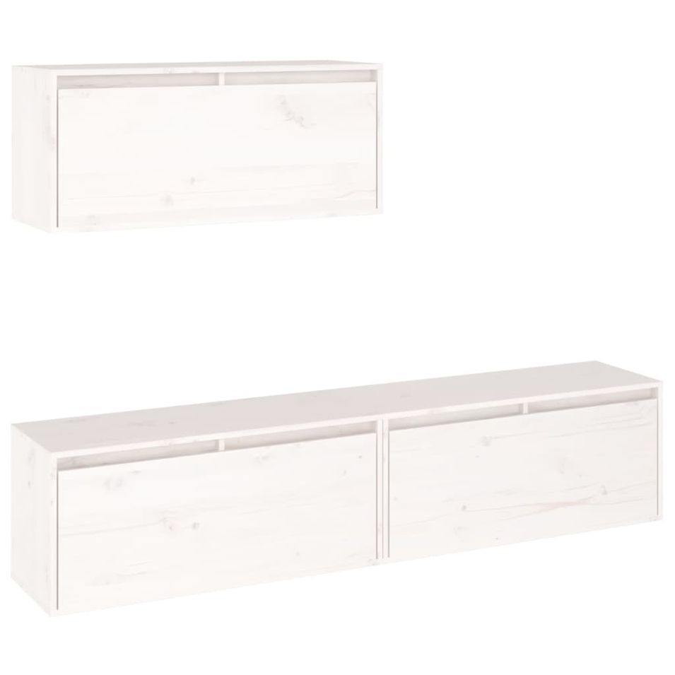Meubles TV 3 pcs Blanc Bois massif de pin - Photo n°1