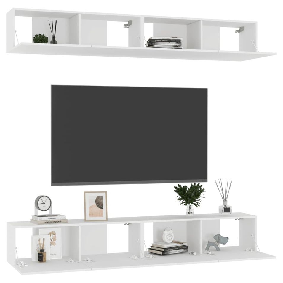 Meubles TV 4 pcs Blanc 100x30x30 cm - Photo n°1