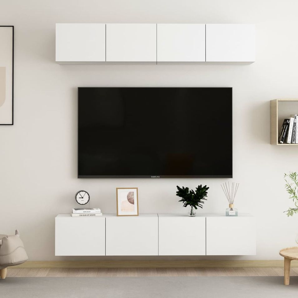 Meubles TV 4 pcs Blanc 80x30x30 cm - Photo n°1