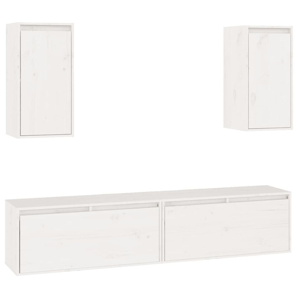 Meubles TV 4 pcs Blanc Bois massif de pin - Photo n°1