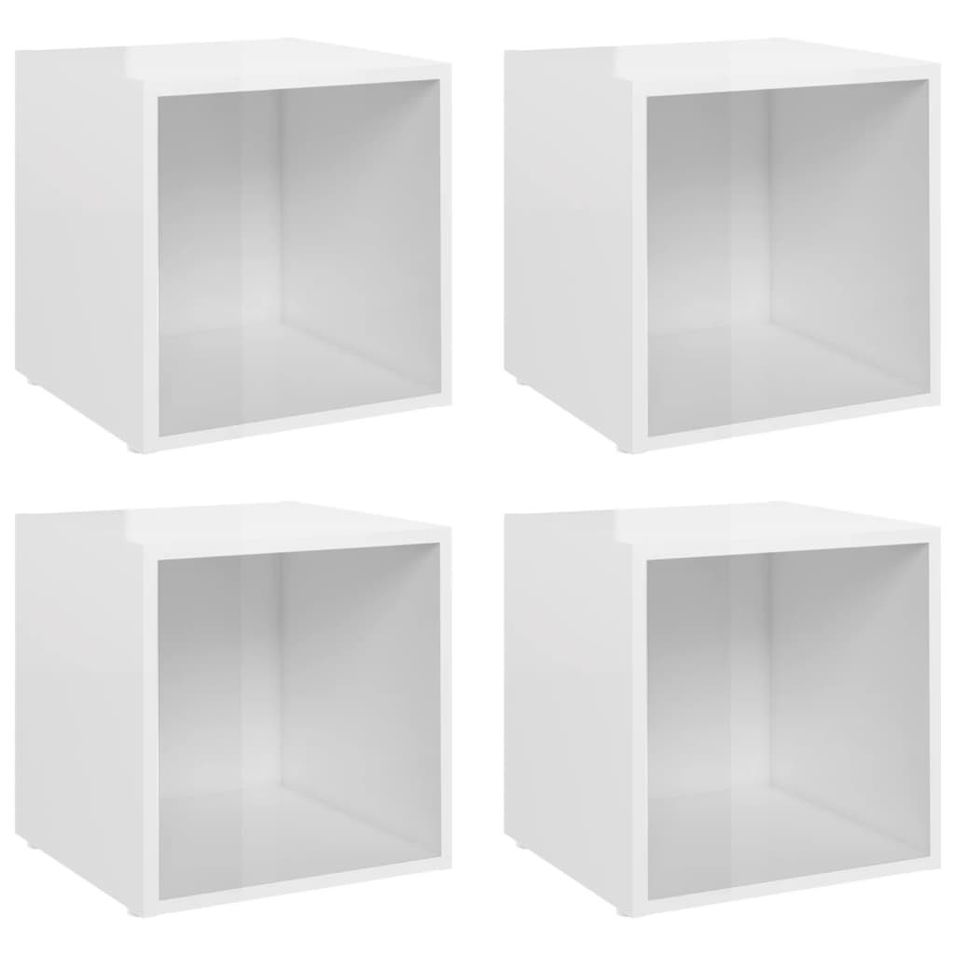 Meubles TV 4 pcs Blanc brillant 37x35x37 cm - Photo n°1