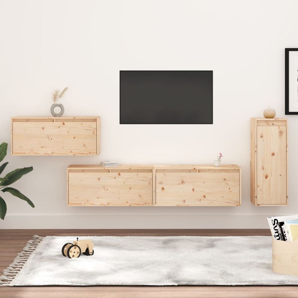 Meubles TV 4 pcs Bois massif de pin 3 - Photo n°1
