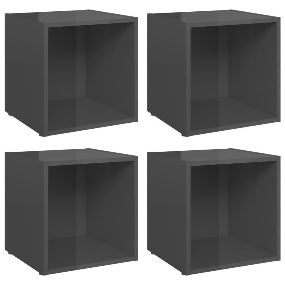Meubles TV 4 pcs Gris brillant 37x35x37 cm - Photo n°1