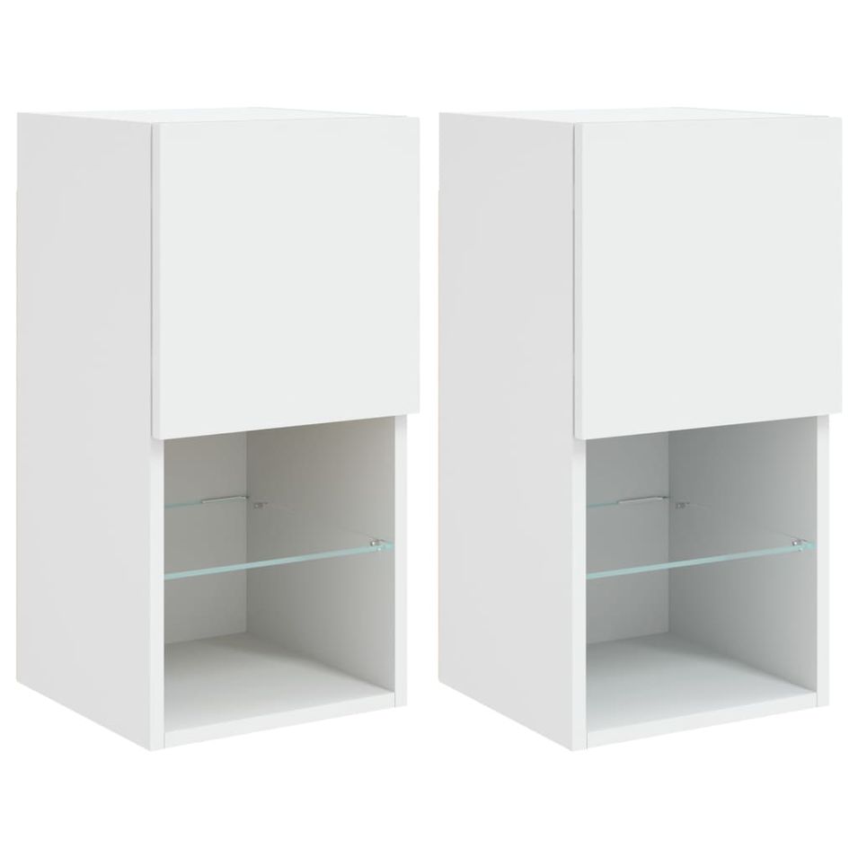 Meubles TV avec lumières LED 2 pcs blanc 30,5x30x60 cm - Photo n°1