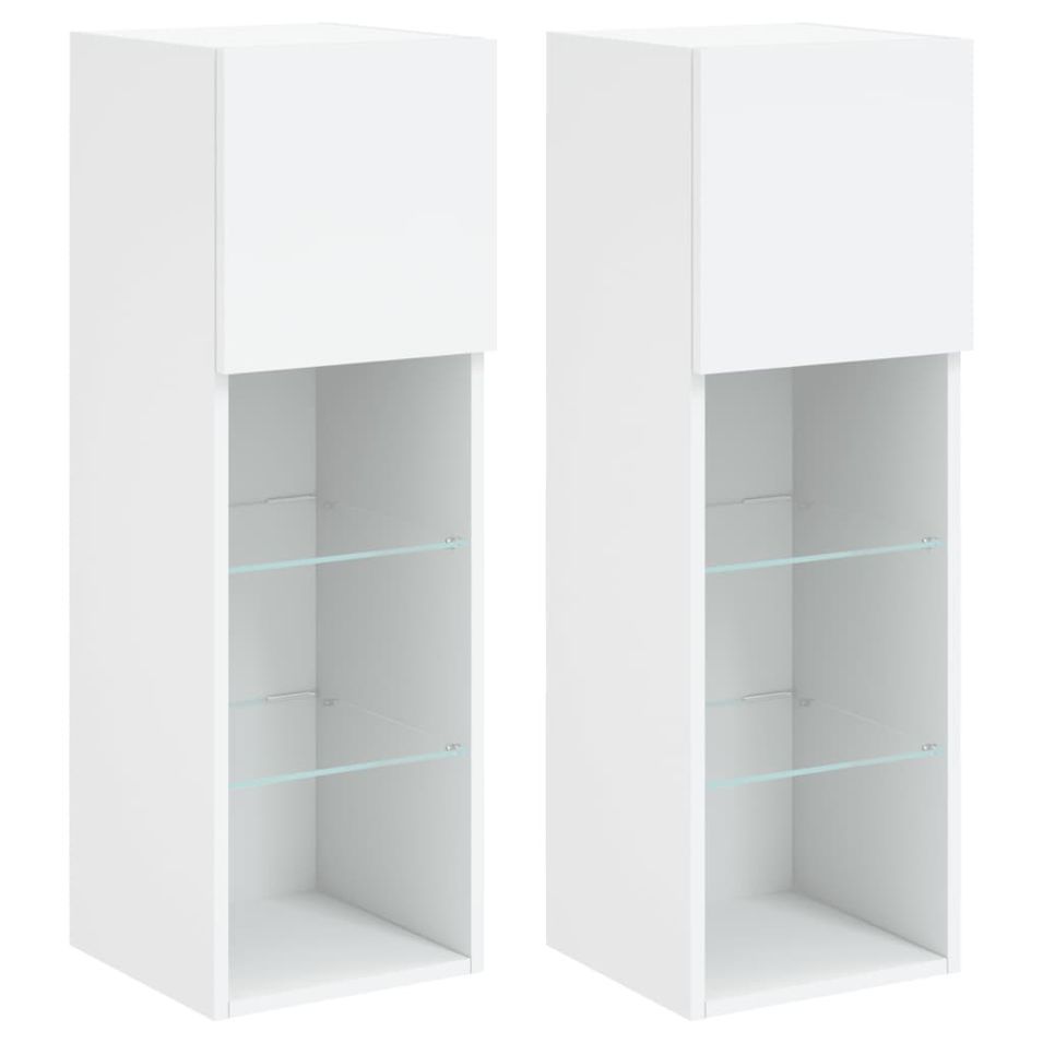 Meubles TV avec lumières LED 2 pcs blanc 30,5x30x90 cm - Photo n°1