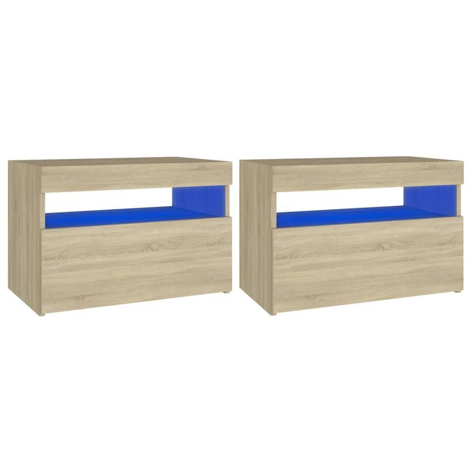 Chevet avec lumières LED 2 pcs Chêne sonoma 60x35x40 cm - Photo n°1