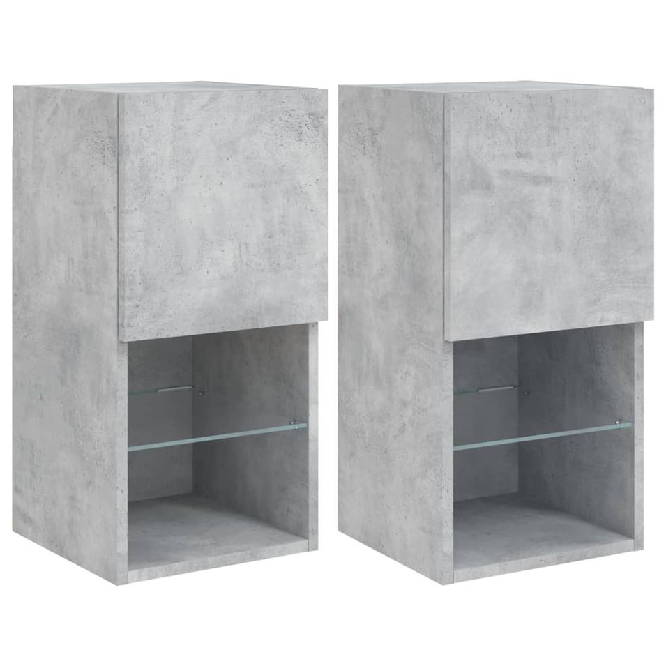 Meubles TV avec lumières LED 2 pcs gris béton 30,5x30x60 cm - Photo n°1