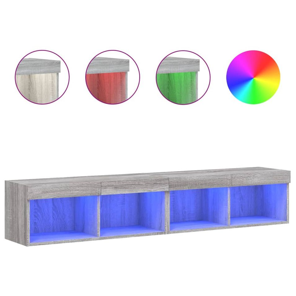 Meubles TV avec lumières LED 2 pcs sonoma gris 80x30x30 cm - Photo n°1