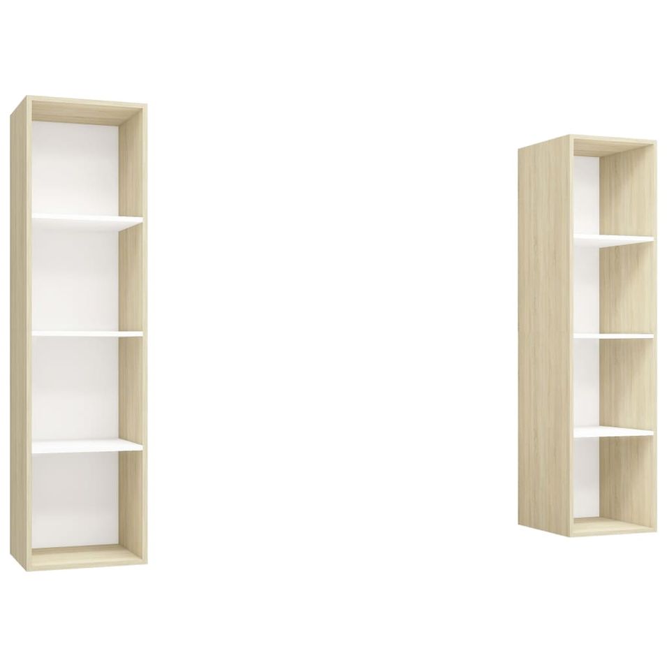 Meubles TV muraux 2 pcs Blanc et chêne sonoma 4 - Photo n°1