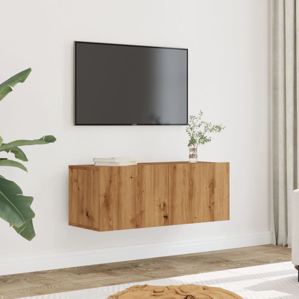 Meubles TV muraux 2 pcs chêne artisanal 80x30x30 cm - Photo n°1