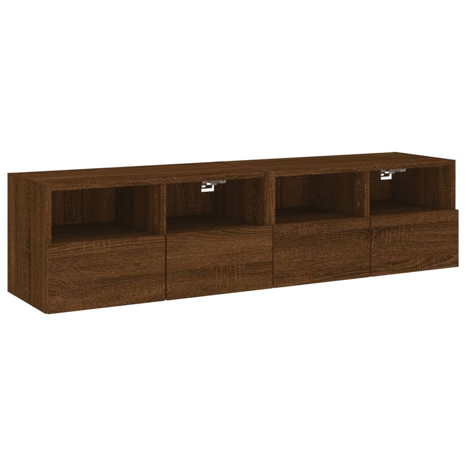 Meubles TV muraux 2 pcs chêne marron 60x30x30cm bois ingénierie - Photo n°1
