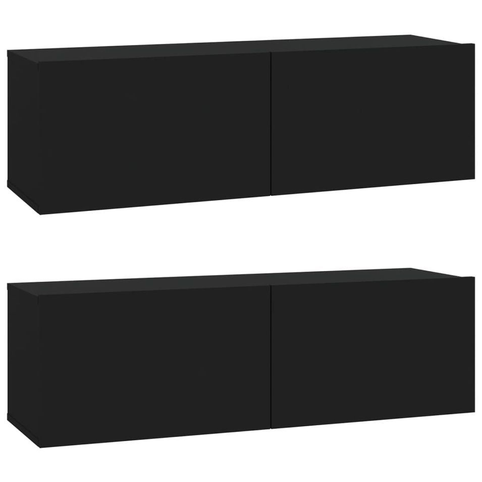 Meubles TV muraux 2 pcs noir 100x30x30 cm bois d'ingénierie - Photo n°1
