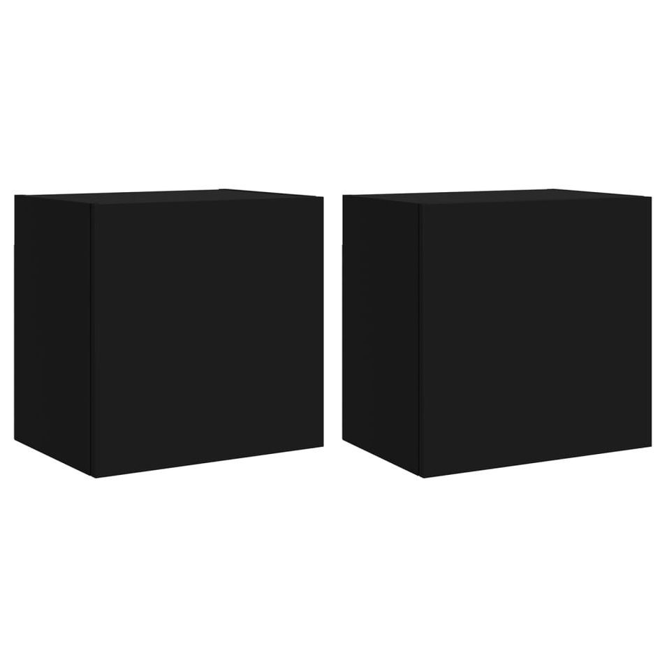 Meubles TV muraux 2 pcs noir 40,5x30x40 cm bois d'ingénierie - Photo n°1