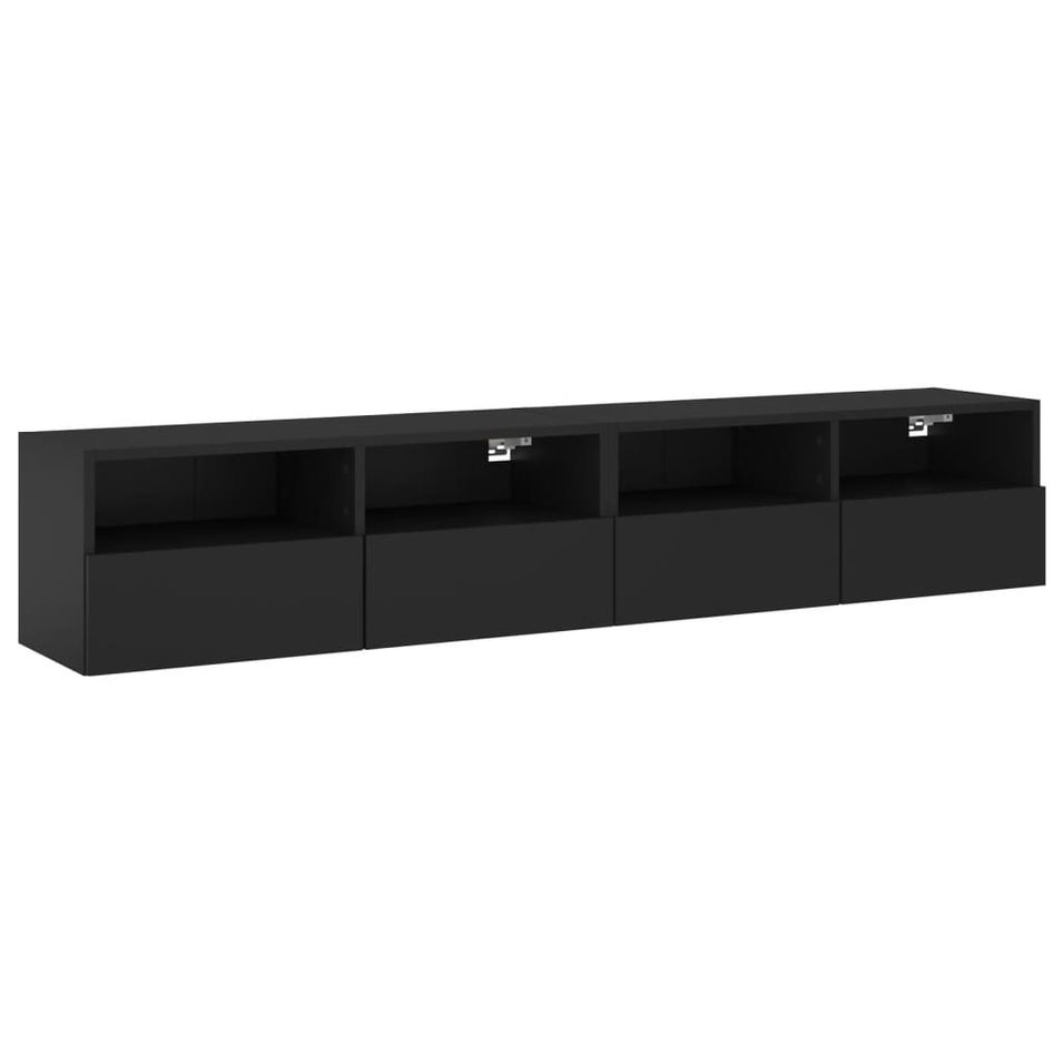 Meubles TV muraux 2 pcs noir 80x30x30 cm bois d'ingénierie - Photo n°1