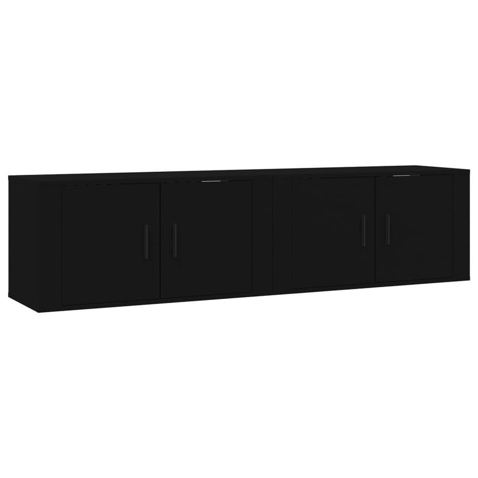 Meubles TV muraux 2 pcs noir 80x34,5x40 cm - Photo n°1