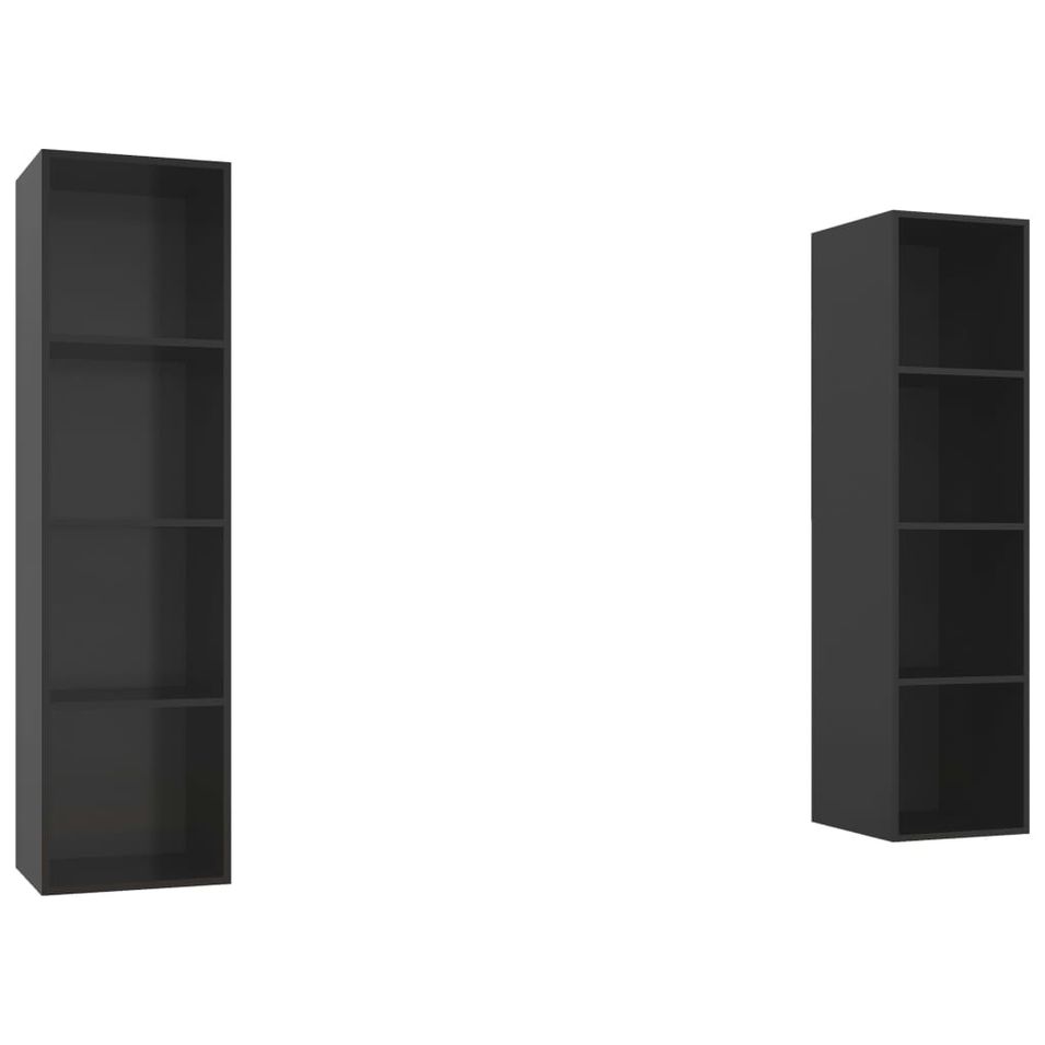 Meubles TV muraux 2 pcs Noir brillant 4 - Photo n°1