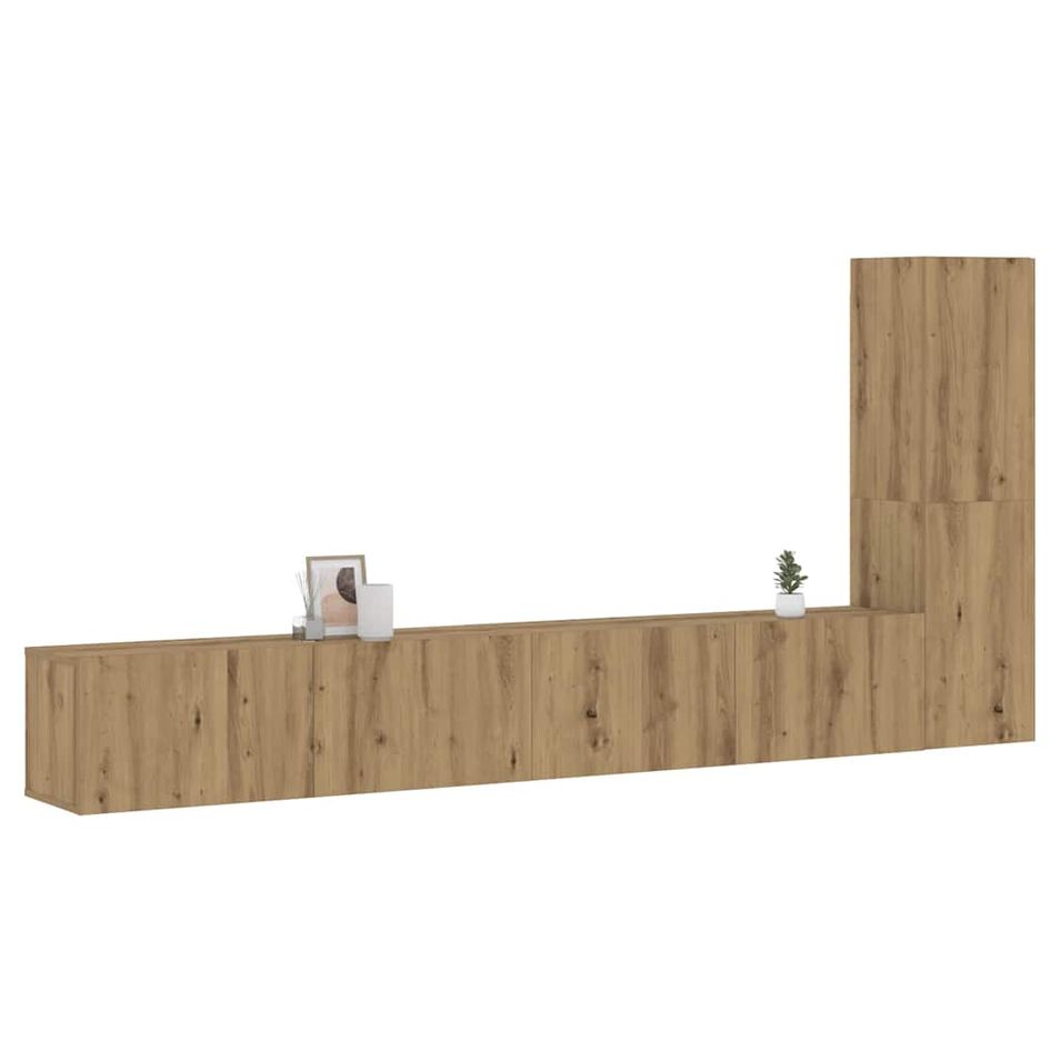 Meubles TV muraux 3 pcs chêne artisanal bois d'ingénierie - Photo n°1