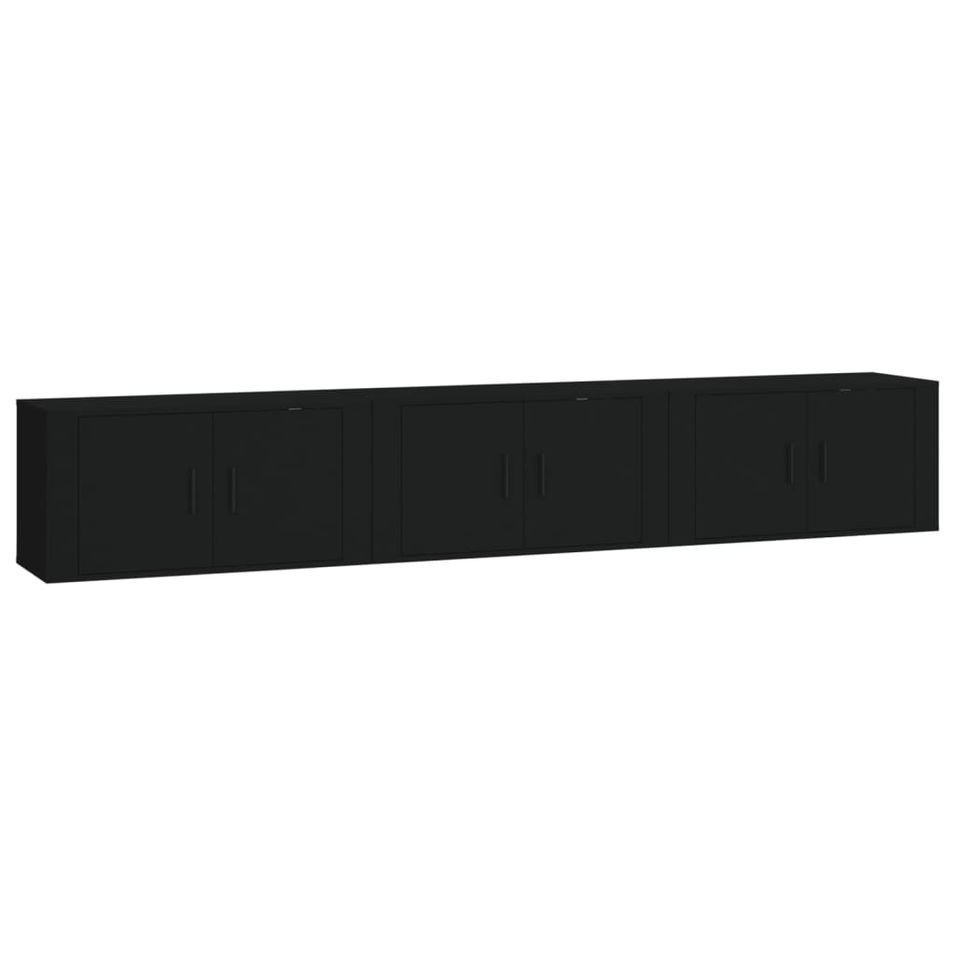 Meubles TV muraux 3 pcs noir 80x34,5x40 cm - Photo n°1