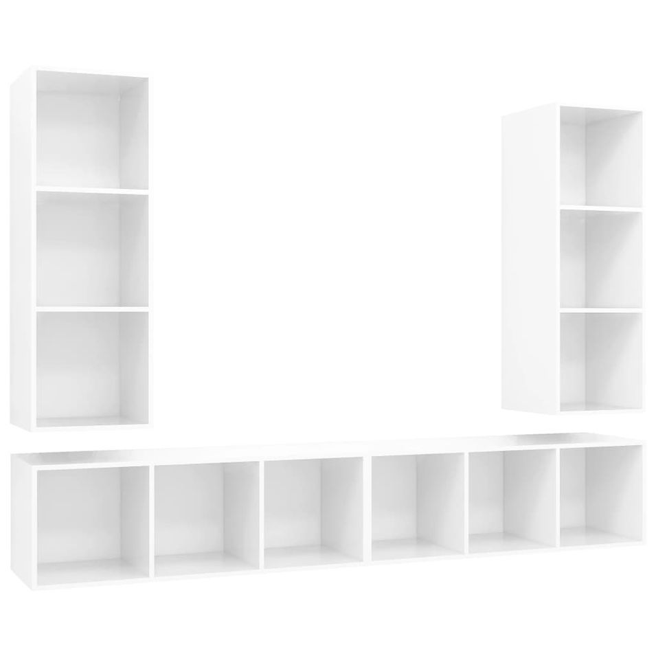Meubles TV muraux 4 pcs Blanc brillant 4 - Photo n°1