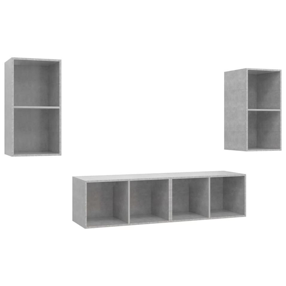 Meubles TV muraux 4 pcs Gris béton 2 - Photo n°1
