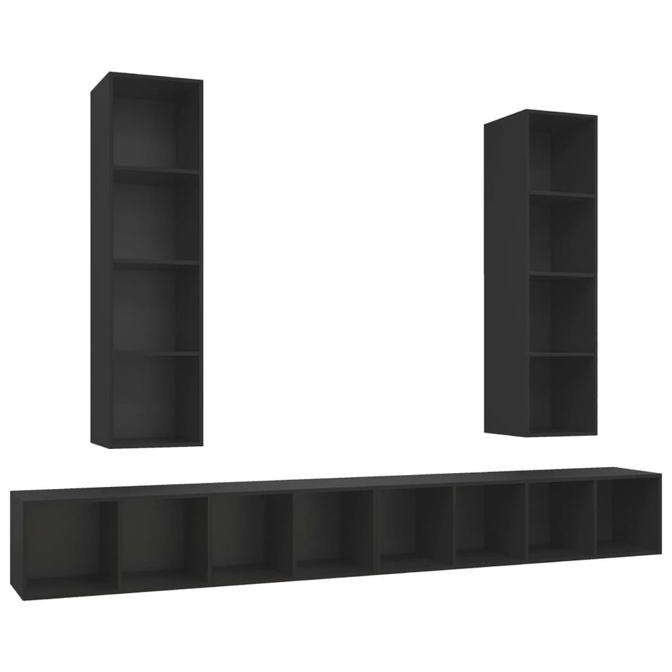 Meubles TV muraux 4 pcs Noir - Photo n°1