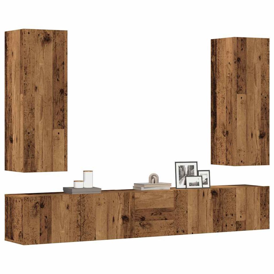 Meubles TV muraux 5 pcs vieux bois bois d'ingénierie - Photo n°1