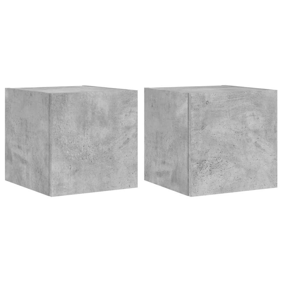 Meubles TV muraux et lumières LED 2pcs gris béton 30,5x35x30 cm - Photo n°1