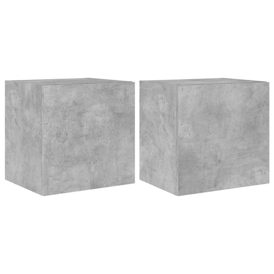 Meubles TV muraux et lumières LED 2pcs gris béton 40,5x35x40 cm - Photo n°1