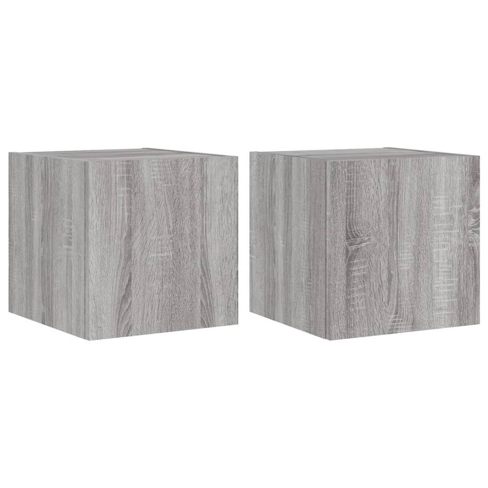 Meubles TV muraux et lumières LED 2pcs sonoma gris 30,5x35x30cm - Photo n°1