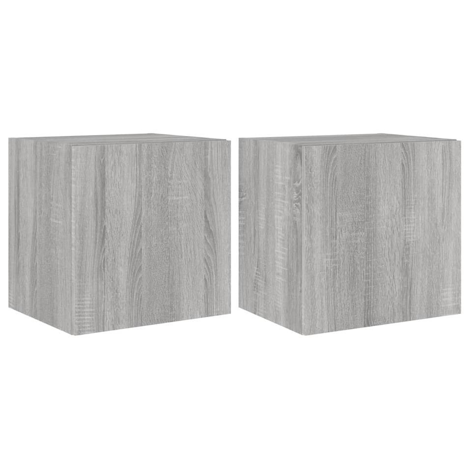 Meubles TV muraux et lumières LED 2pcs sonoma gris 40,5x35x40cm - Photo n°1