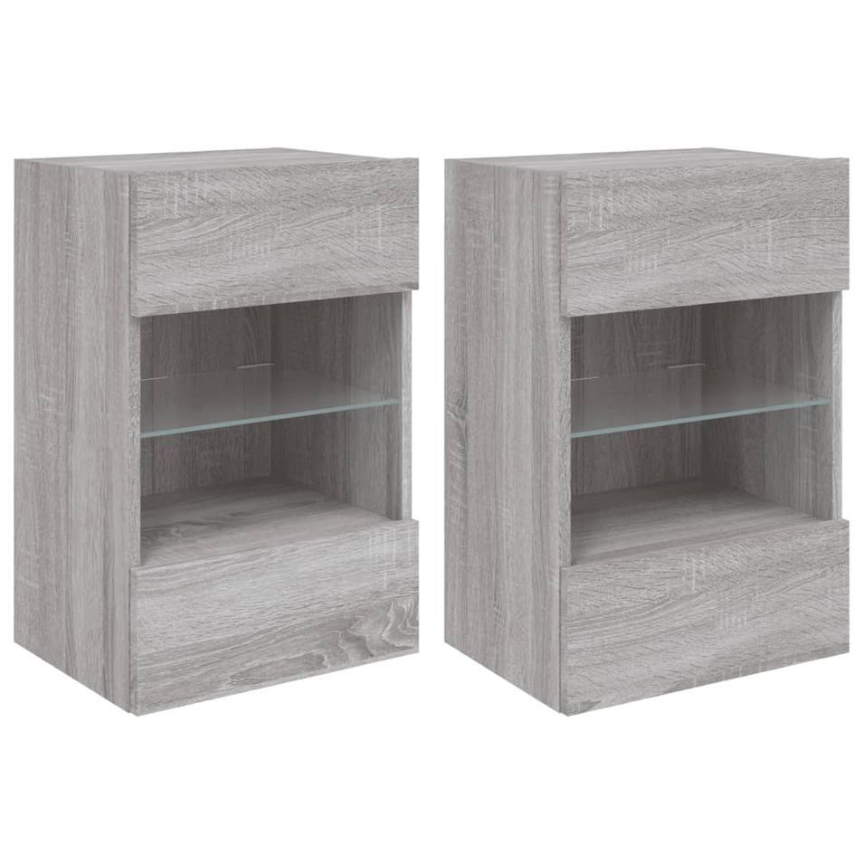 Meubles TV muraux et lumières LED 2pcs sonoma gris 40x30x60,5cm - Photo n°1