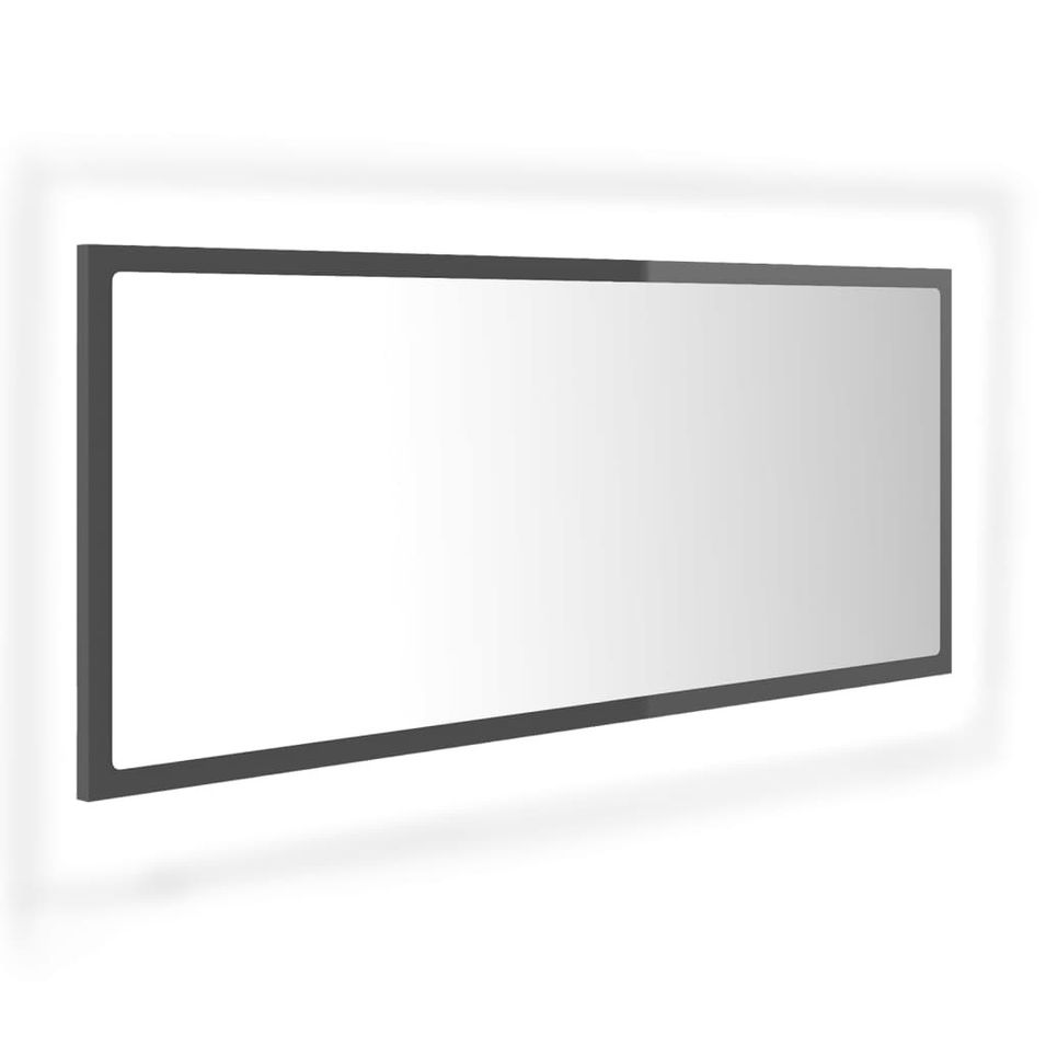 Miroir à LED de bain Gris brillant 100x8,5x37 cm - Photo n°1