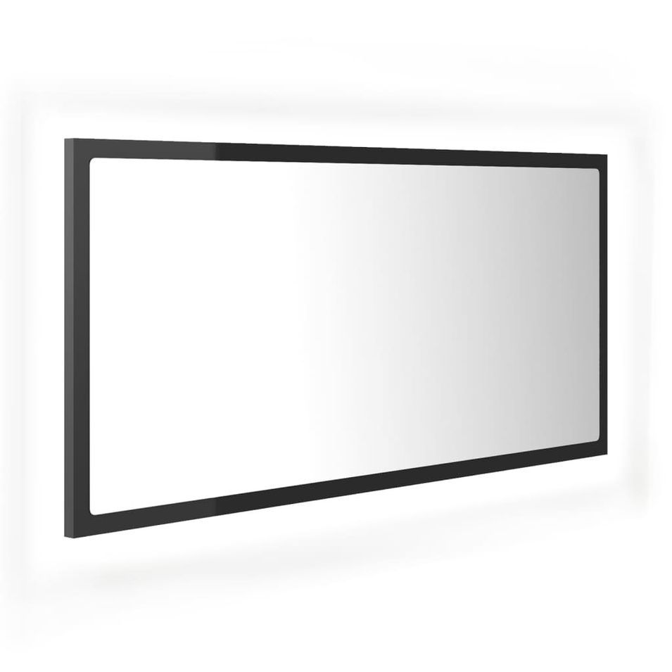 Miroir à LED de bain Gris brillant 90x8,5x37 cm - Photo n°1