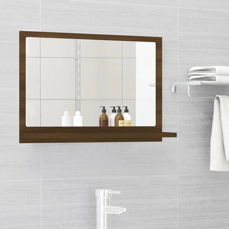 Miroir de bain Chêne marron 60x10,5x37 cm Bois d'ingénierie - Photo n°1