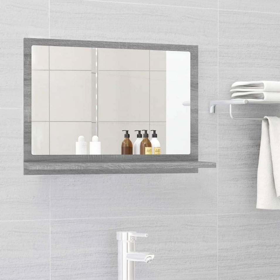 Miroir de bain Sonoma gris 60x10,5x37 cm Bois d'ingénierie - Photo n°1
