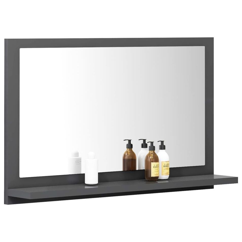 Miroir de salle de bain Gris 60x10,5x37 cm - Photo n°1